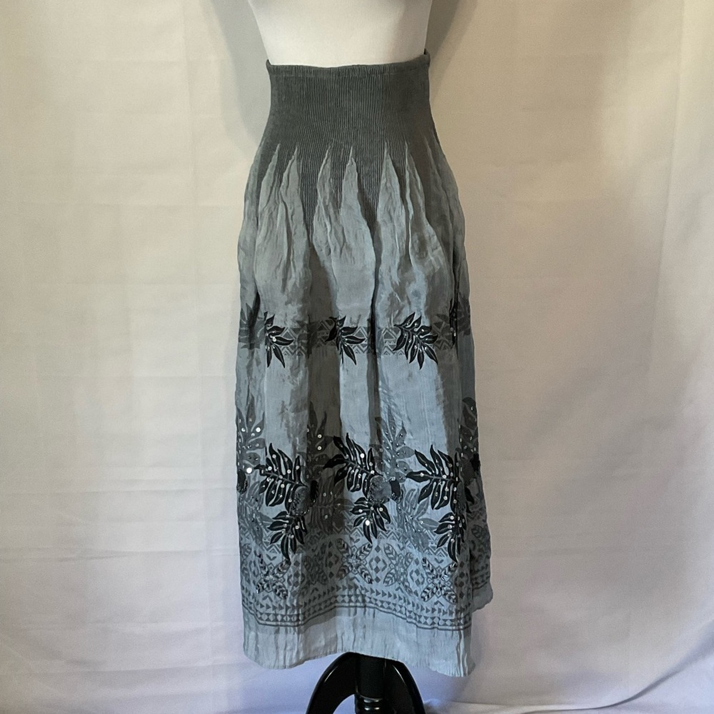 Anthropologie Lapis beaded dress/skirt with elastic waist One size